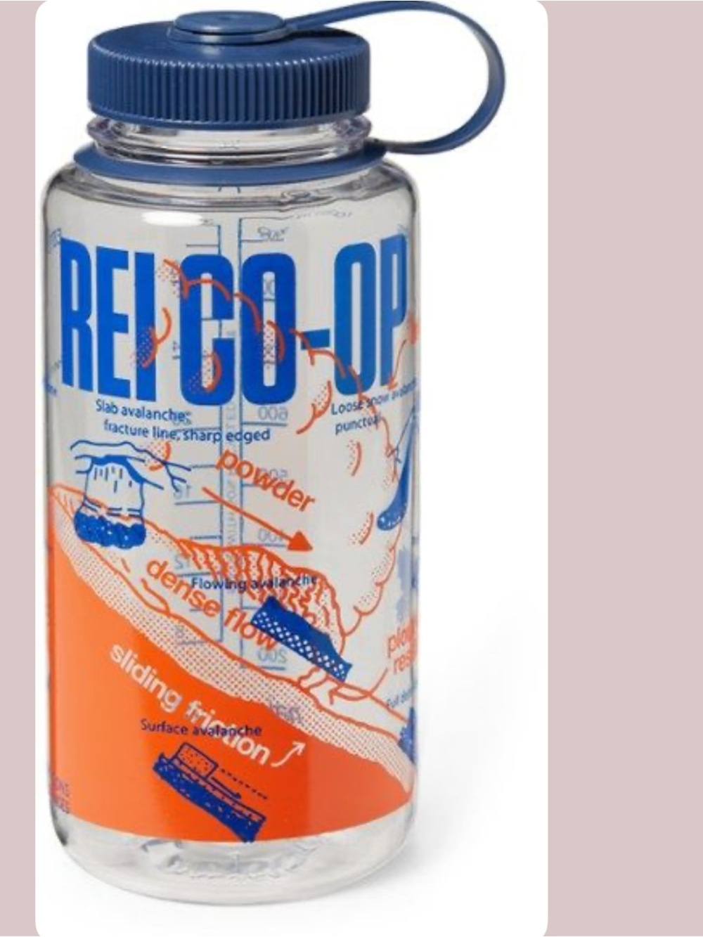 REI Nalgene Blue & Orange Snow mountain Graphic Water Bottle with Screw Cap